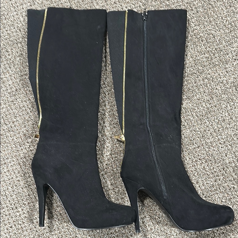 Black Stiletto Heeled Knee-High Boots
